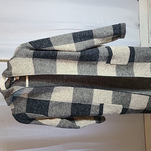 Monteau Sweaters - Monteau, Woman’s, Coatigan, With Hoodie, White/blue, 2 Pockets, Size Small